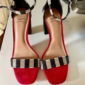 INC International Concepts Red Strappy Block Heel Sandals